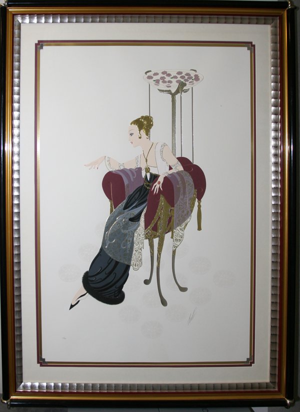 022162 ERTE, SERIGRAPH, 41" X 28", 'LILIES AND LACE'