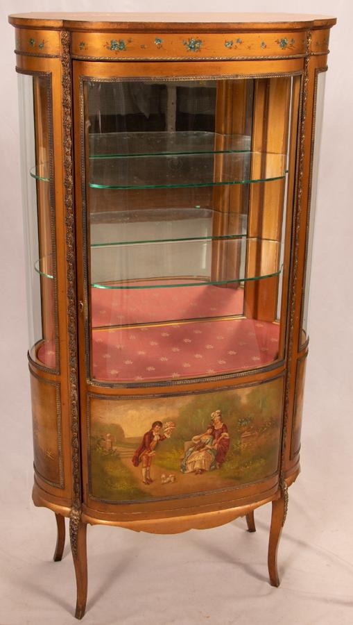 FRENCH VERNIS MARTIN DISPLAY CABINET, H 62", W 30" (1 of 3)