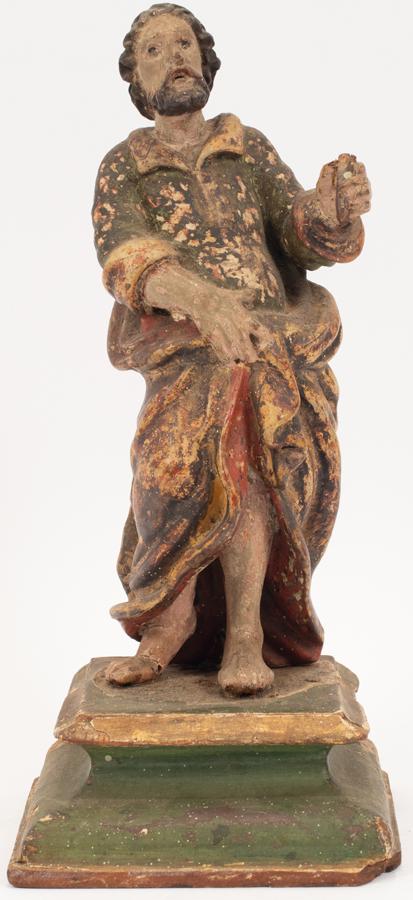 FRENCH/SPANISH CARVED WOOD AND POLYCHROME FIGURE (1 of 5)