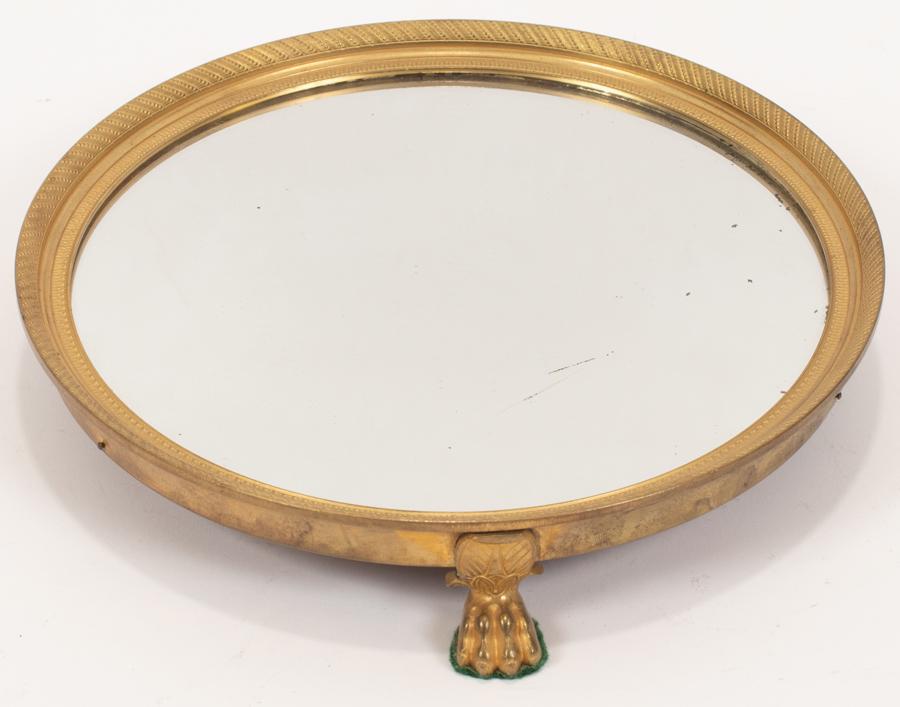 FRENCH EMPIRE BRONZE DORÉ MIRROR PLATEAU, 19TH C (1 of 3)