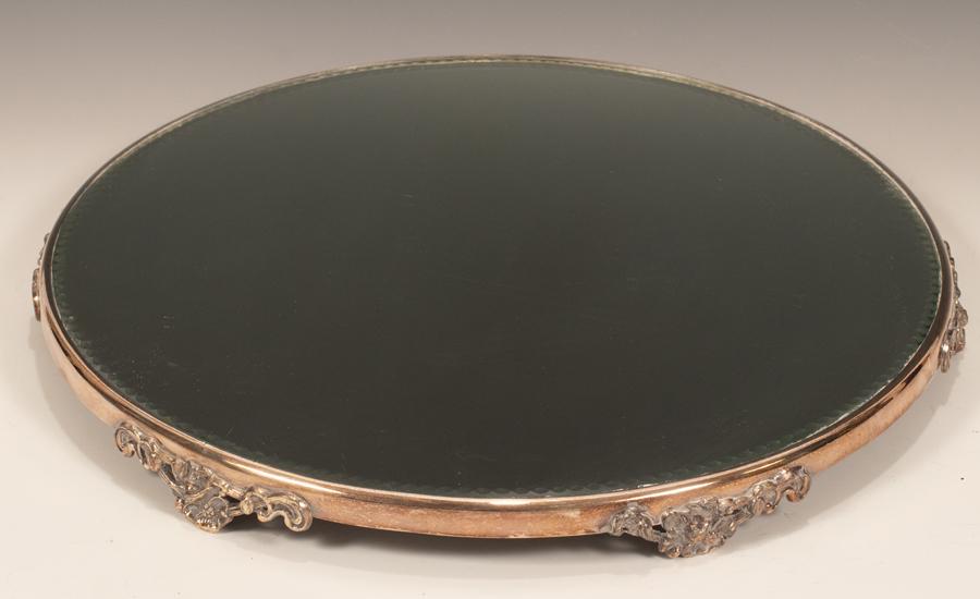 SILVER PLATE TABLE TOP PLATEAU MIRROR C. 1900 (1 of 2)