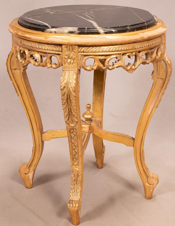 LOUIS XV STYLE MARBLE & GILT WOOD TABLE (1 of 3)
