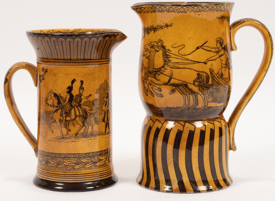 ROYAL DOULTON EARTHENWARE PITCHERS, 19TH C, 2 PCS (1 of 5)