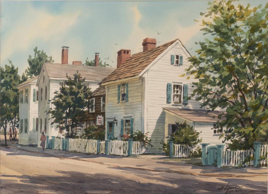 WALT CHAPMAN WATERCOLOR, AMERICAN STREET SCENE (1 of 4)
