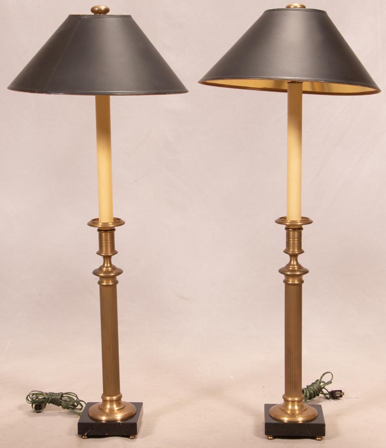 CHAPMAN BRASS TABLE LAMPS, PAIR H 37" (1 of 5)