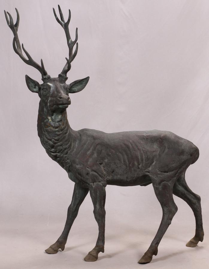 AFTER BARYE LIFE SIZE BRONZE STAG GARDEN SCULPTURE (1 of 7)