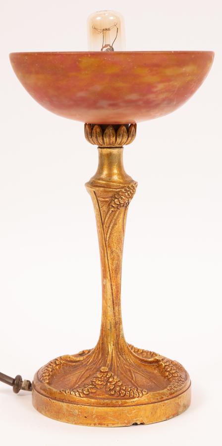 DAUM NANCY ART GLASS SHADE & BRONZE BOUDOIR LAMP (1 of 5)