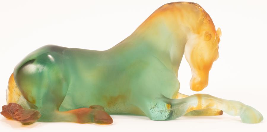 DAUM FRANCE PATE DE VERRE HORSE H 6" L 12" (1 of 6)