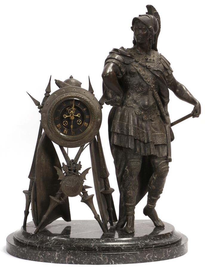 L. MARTI ET CIE FRENCH SPELTER & MARBLE CLOCK (1 of 6)