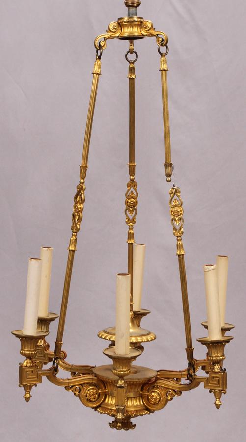 FRENCH GILT BRONZE 6-LIGHT CHANDELIER (1 of 4)