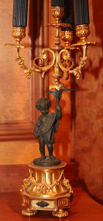 FRENCH DORE & BROWN PATINATED BRONZE CANDELABRA (1 of 3)