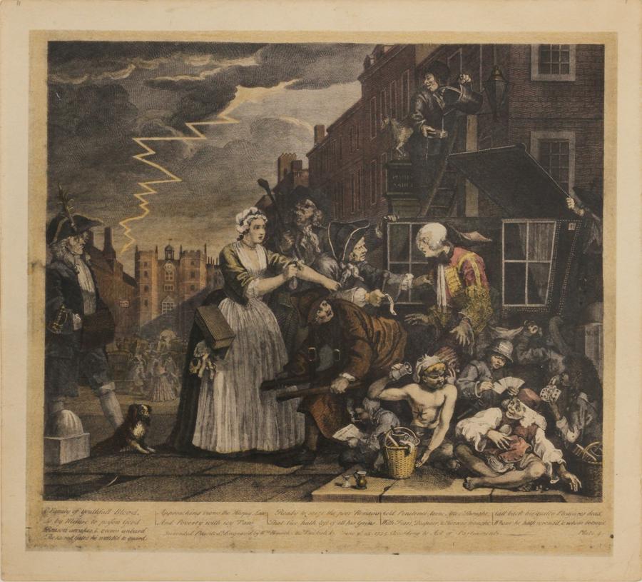 W. HOGARTH ENGRAVING WITH HAND COLORING ON PAPER (1 of 10)