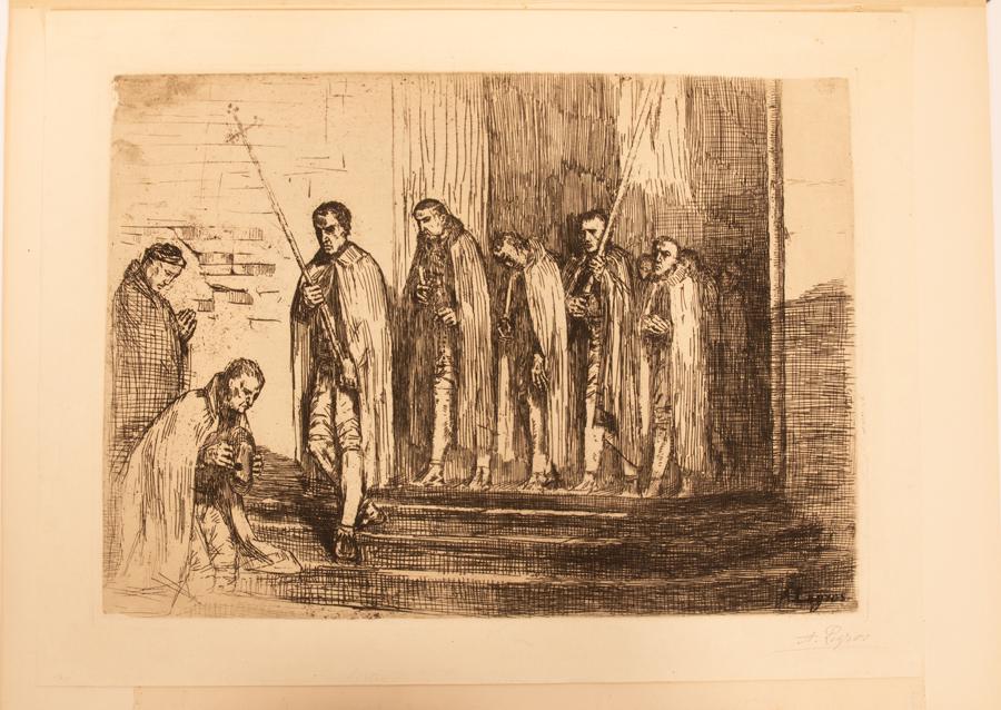 ALPHONSE LEGROS ENGRAVINGS ON VARIOUS PAPERS, PAIR (1 of 10)