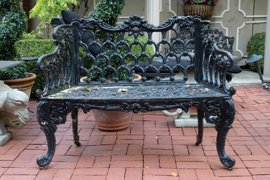 CAST IRON GARDEN BENCH, H 35", W 45", D 14" (1 of 1)