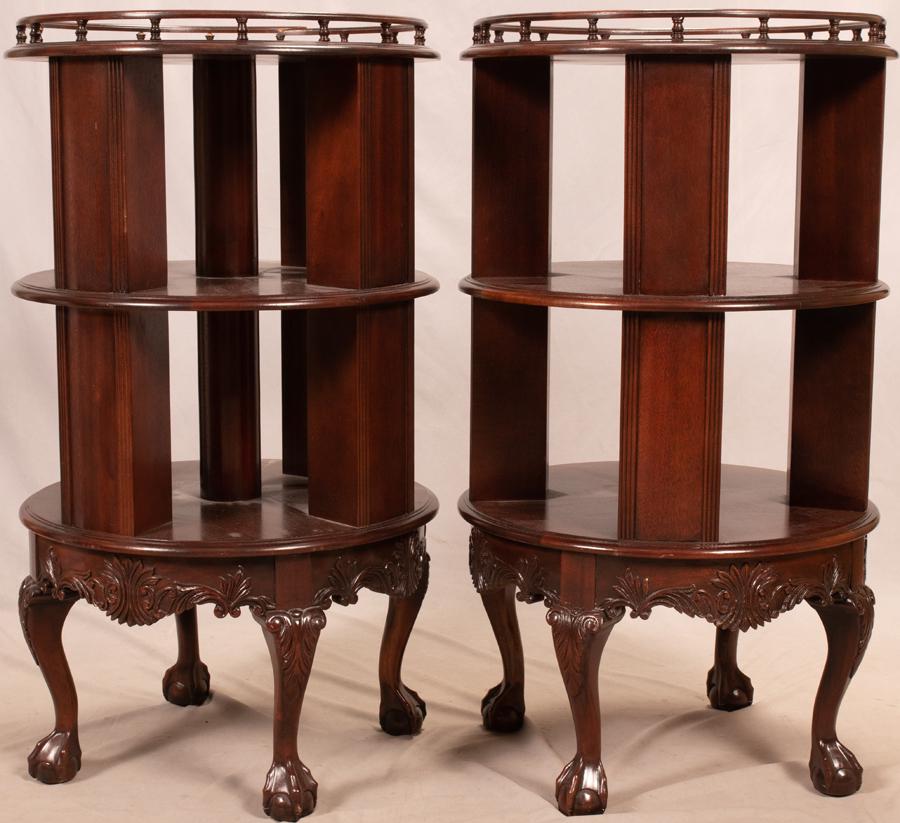 CHIPPENDALE STYLE MAHOGANY ROUND TABLES, PAIR (1 of 3)