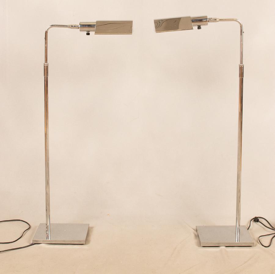 CHROME FINISH FLOOR LAMPS, PAIR, H 38" (1 of 6)