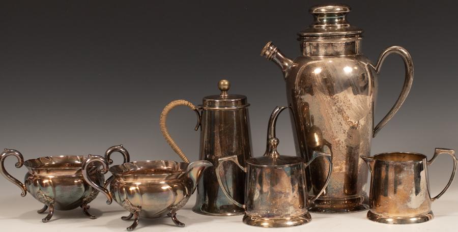 DANISH SILVER PLATE TEA SET PIECES & SHAKER (1 of 14)