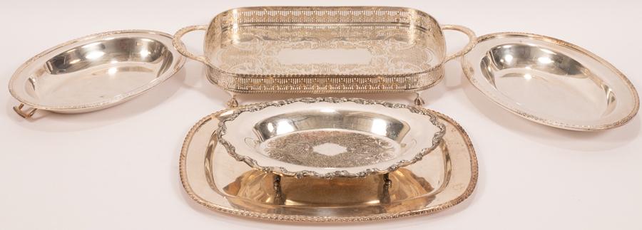 SILVER PLATED TRAYS, 15 PCS, DIA 5"-14.5" (1 of 20)