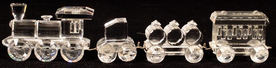SWAROVSKI CRYSTAL TRAIN SET, 4 PCS, L 7.25" (1 of 12)