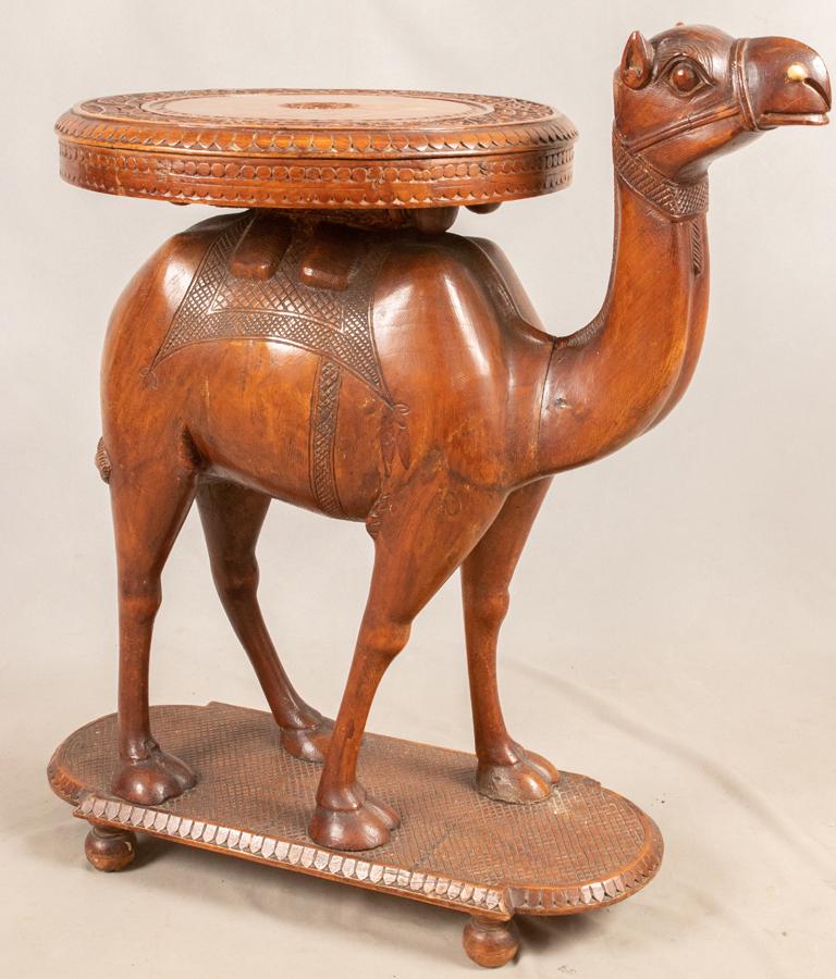 DAMASCUS, CARVED WOOD CAMEL FORM PEDESTAL (1 of 3)