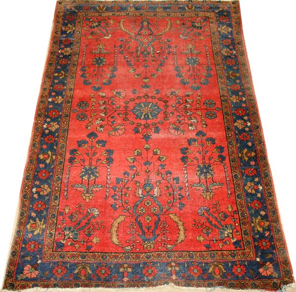 SAROUK ORIENTAL RUG, C. 1920, 4' 10" X 3'0": SAROUK ORIENTAL RUG, C. 1920, 4' 10" X 3' 0": From the Estate of Louise Barrows, Birmingham, Mich.