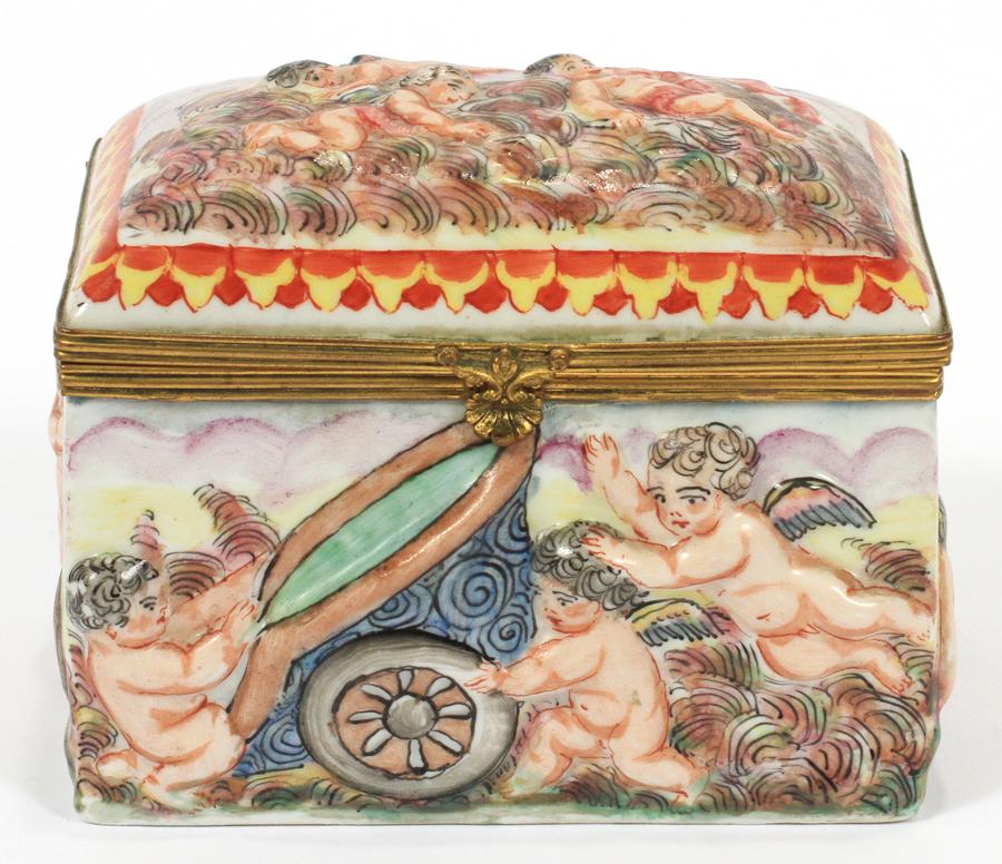 ITALIAN CAPO DE MONTE PORCELAIN BOX CIRCA 1900 (1 of 5)