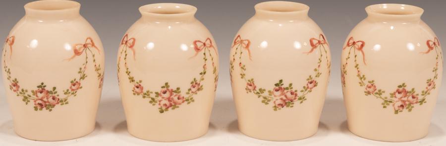 HAND-PAINTED GLASS SHADES, 4 PCS, H 5", DIA 3.75" (1 of 5)