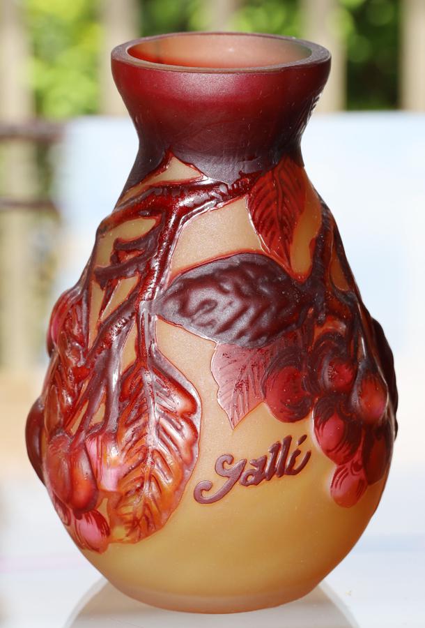 AFTER GALLE, MOLD GLASS VASE, H 6.25" (1 of 5)