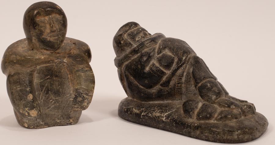 INUIT STYLE CARVED STONE FIGURES, 2 PCS (1 of 7)