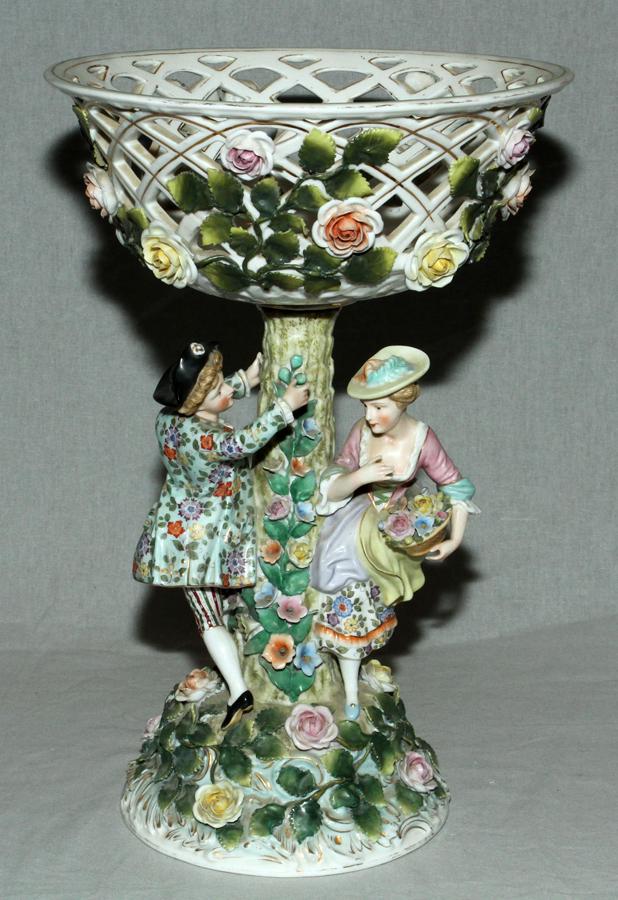 SITZENDORF PORCELAIN, RETICULATED COMPOTE (1 of 6)