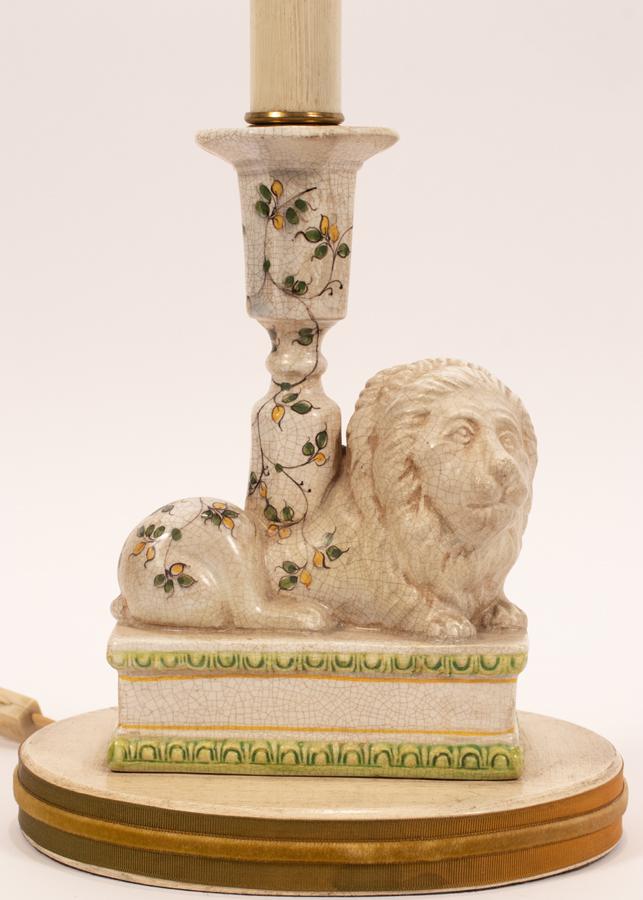 ITALIAN POTTERY CANDLESTICK FORM LAMP (1 of 6)