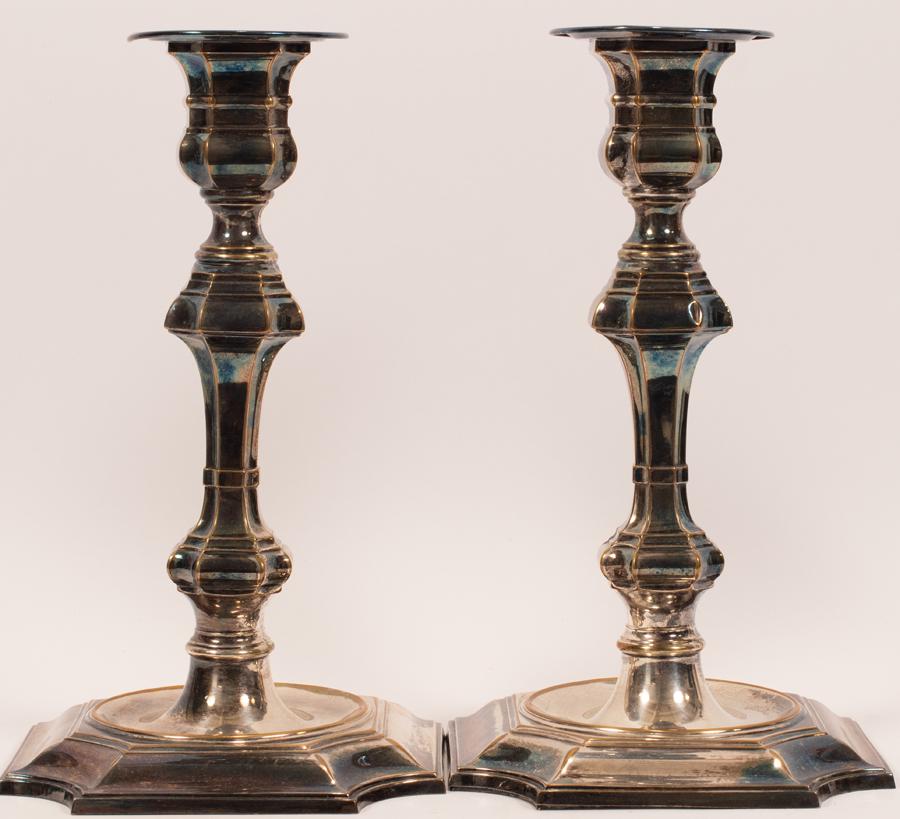 ELECTRO PLATED SILVER SINGLE CANDLESTICKS, PAIR (1 of 8)