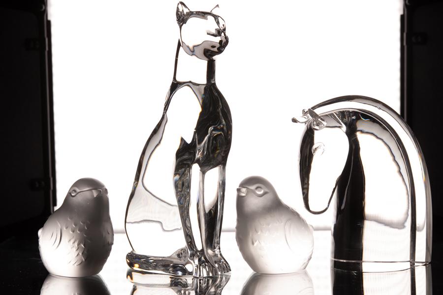 BACCARAT CRYSTAL CAT AND 2 BIRDS, STEUBEN HORSE (1 of 10)
