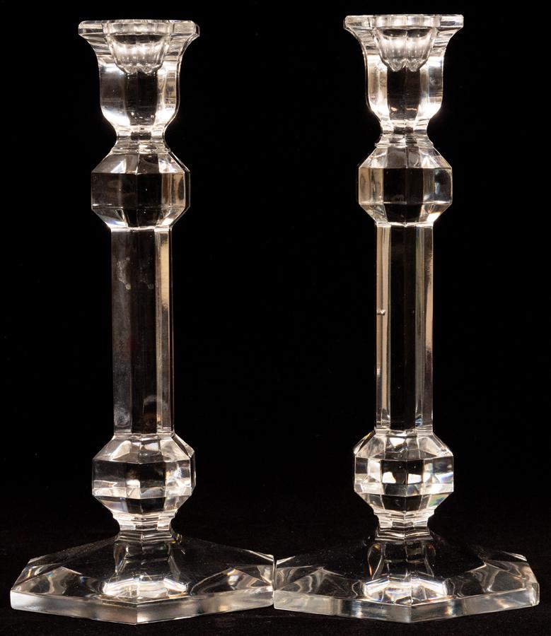 VAL ST. LAMBERT CRYSTAL CANDLESTICKS, PAIR (1 of 5)
