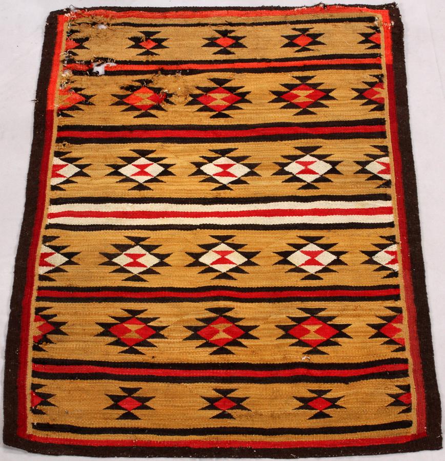 NAVAJO, HAND WOVEN WOOL RUG, AS IS W 43", L 55" (1 of 5)