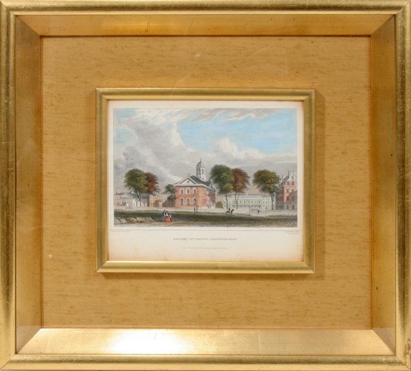 AFTER A.J. DAVIS ENGRAVING "HARVARD UNIVERSITY": AFTER A.J. DAVIS ENGRAVING BY FENNER SEARS CO., C. 1880, 5 1/2' X 6 1/2", "HARVARD UNIVERSITY":"Harvard University, Cambridge, Mass."; hand colored; framed.