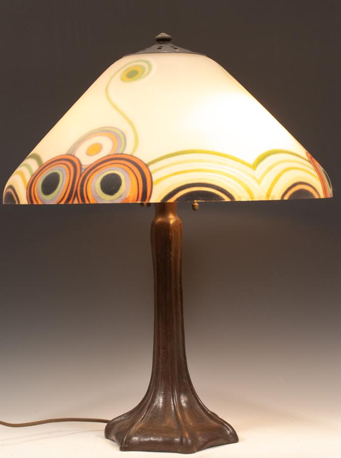 HANDEL BRONZE TABLE LAMP BASE, H 23.5" DIA 7" (1 of 8)