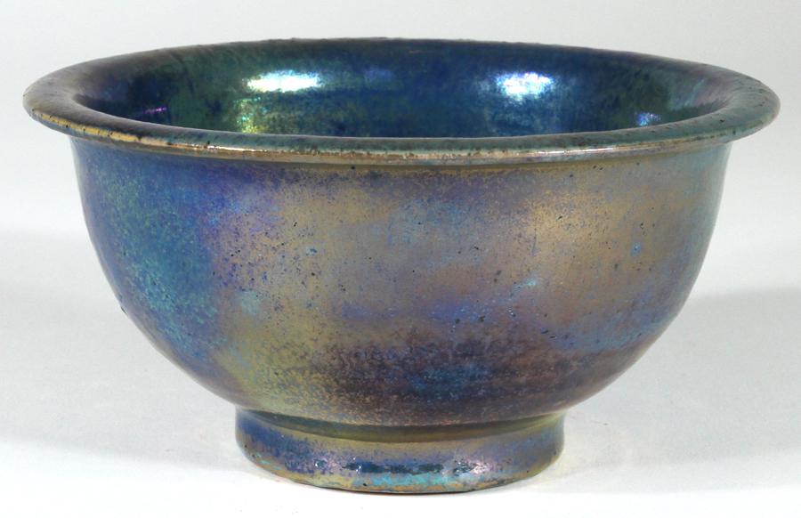 PEWABIC POTTERY IRIDESCENT GLAZED BOWL C.1940-60 H 3" (1 of 4)