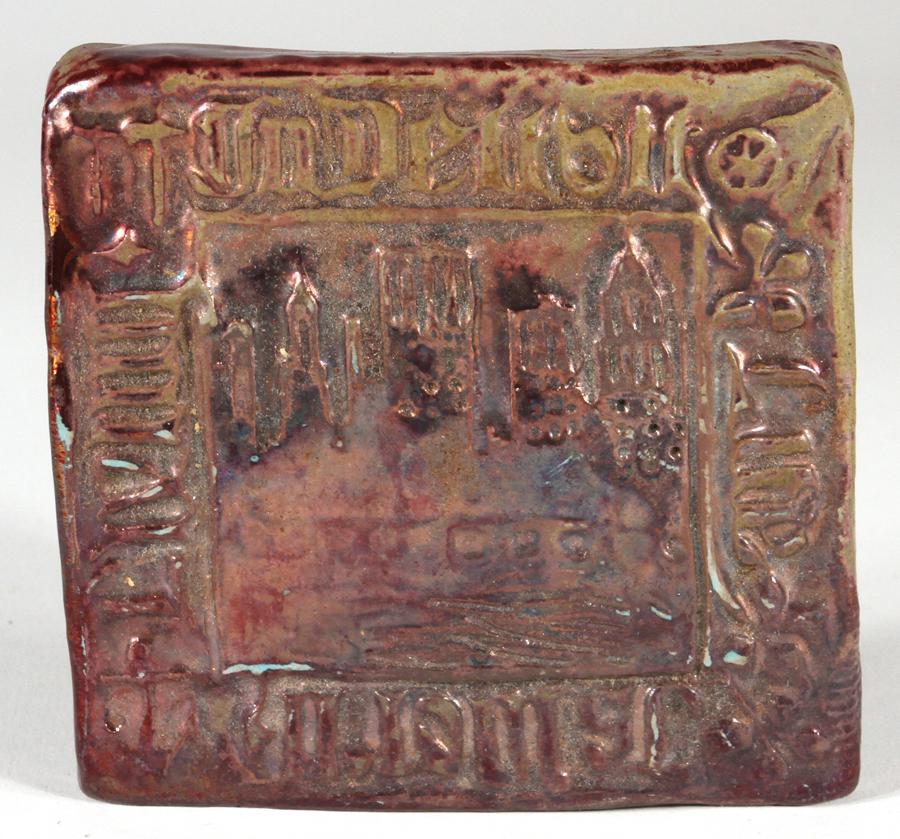 IRA AND ELLA PETERS GLAZED CERAMIC TILE W 3.5" L 3.75" (1 of 2)