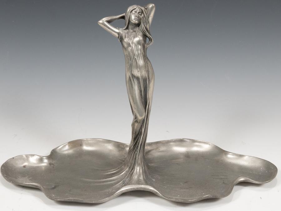 ACHILLE GAMBA (ITALY, 20TH C), ART NOUVEAU STYLE PEWTER (1 of 5)