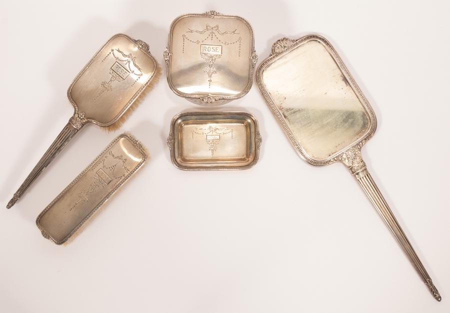 INTERNATIONAL STERLING SILVER VANITY SET, 5 PCS, L (1 of 16)