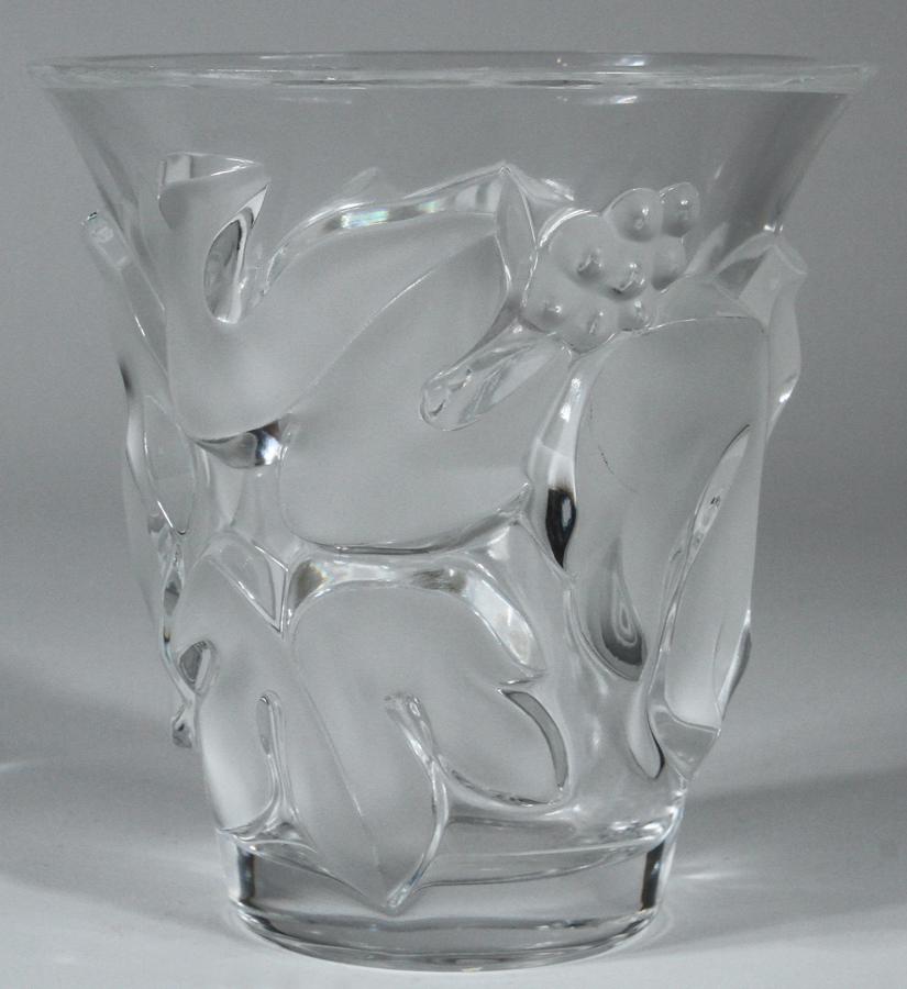 LALIQUE FROSTED CRYSTAL VASE H 5.25" DIA 5" (1 of 5)