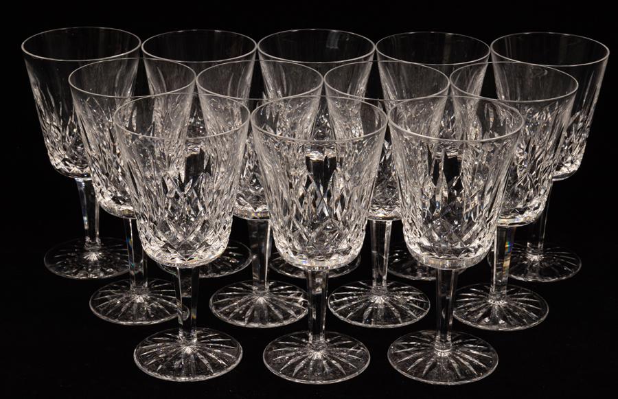 WATERFORD 'LISMORE' CRYSTAL WATER GOBLETS, 12 PCS, H 7" (1 of 4)