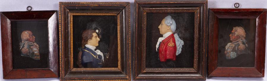 ENGLISH WAX SILHOUETTES, LOT OF FOUR, 18TH.C. H 3", 4" (1 of 3)