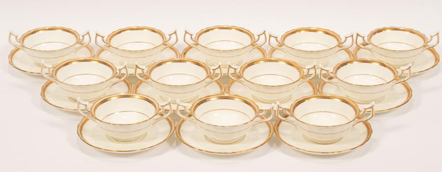 CAULDON (ENGLISH) PORCELAIN TEACUPS & SAUCERS, 24 PCS, (1 of 6)