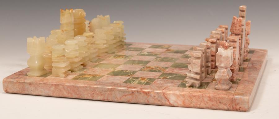 MEXICO, MARBLE AND ONYX W 11" MARBLE CHESS SET, (1 of 7)