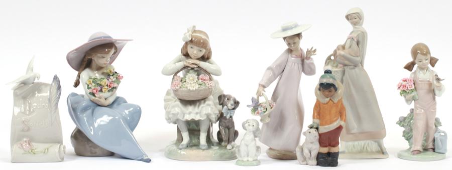 LLADRO PORCELAIN FIGURES: SEVEN H 6" - 8" (1 of 8)