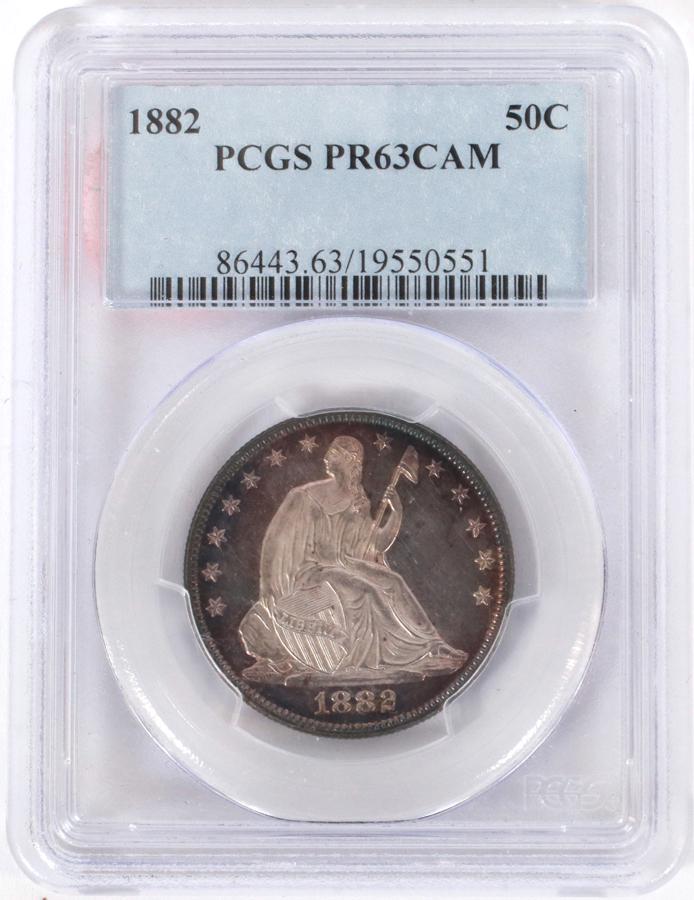 U.S. SEATED LIBERTY 1882 STERLING SILVER .50C COIN PCGS (1 of 2)