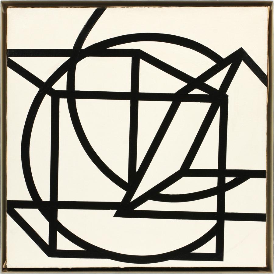 AL HELD (AMERICAN, 1928–2005) ACRYLIC ON CANVAS 1971: AL HELD (AMERICAN, 1928–2005) ACRYLIC ON CANVAS 1971 H 24" W 24" MO-T-6 Signed, dated and annotated "Al Held 71 MO-T6" verso. Frame H 25.5" W 25.25" Provenance: Donald Morris Gallery, Inc., Detroit