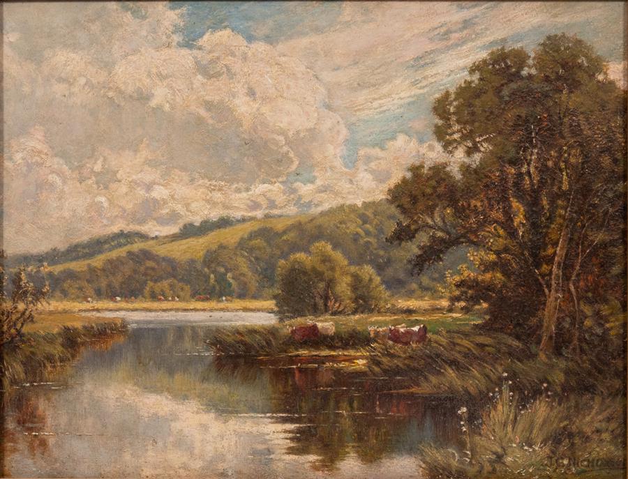 SIGNED J.G. NICHOLSON, OIL ON WOOD PANEL 19TH C. H (1 of 3)
